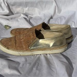Jack Rogers Natural Cork and Gold Tucker Slip On Sneakers Size 8